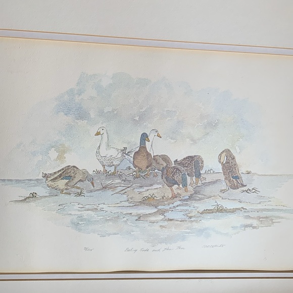 Duck and goose print. 73/215. Original with double mat. Lovely watercolour copy - Picture 2 of 5